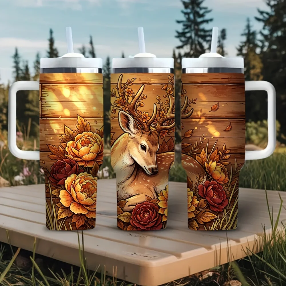 Hunting Outdoor Background - Kubek termiczny 40oz z uchwytem, piękny