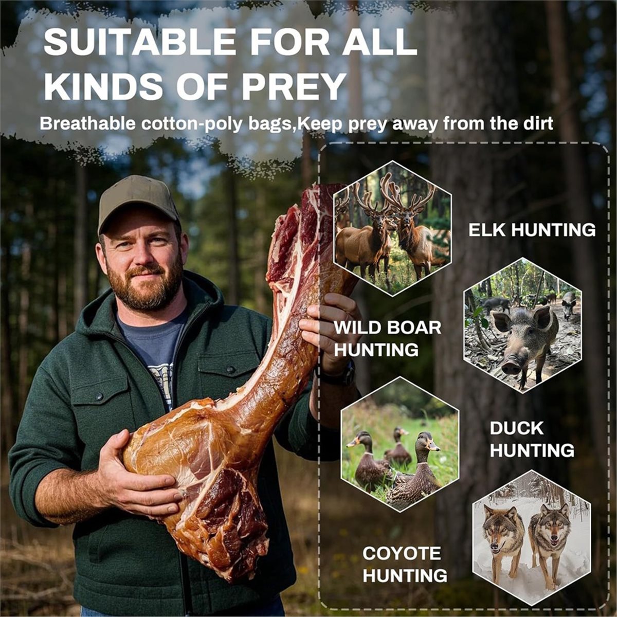 Torby na mięso BAAQ, 5 sztuk,  – Game Bag Meat Hunting recenzja i cena